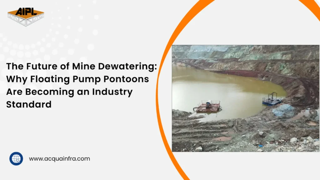 Open cast mine dewatering using floating pump pontoon