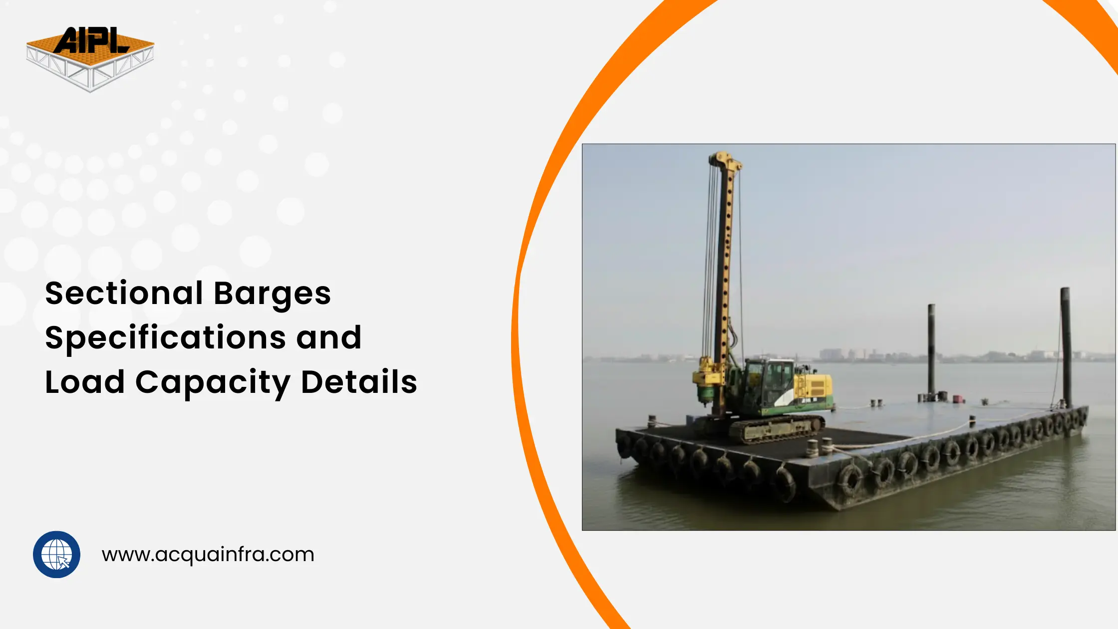 Standard modular sectional barge unit showing 6m x 3m steel floating module