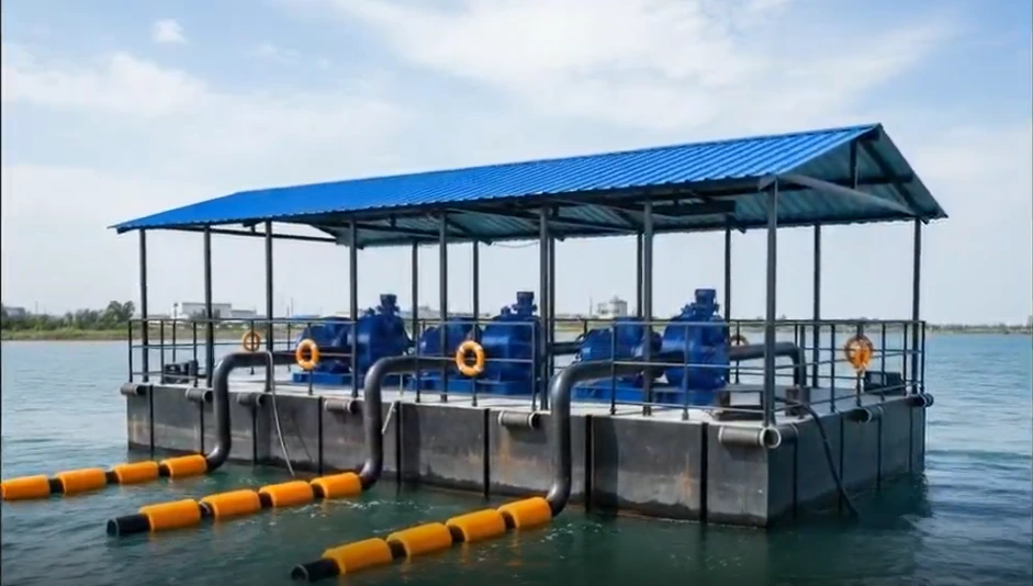 Heavy-duty Floating Pump Pontoon installation for industrial water supply