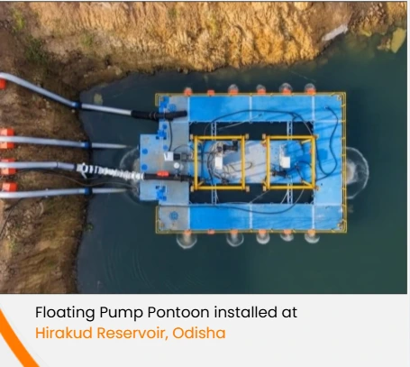 Floating Pump Pontoon installed at Hirakud Reservoir, Odisha
