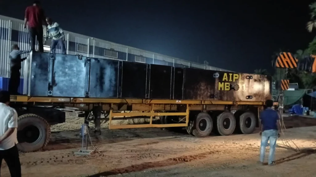 Finished Floating Pump Pontoon after painting and ready for dispatch