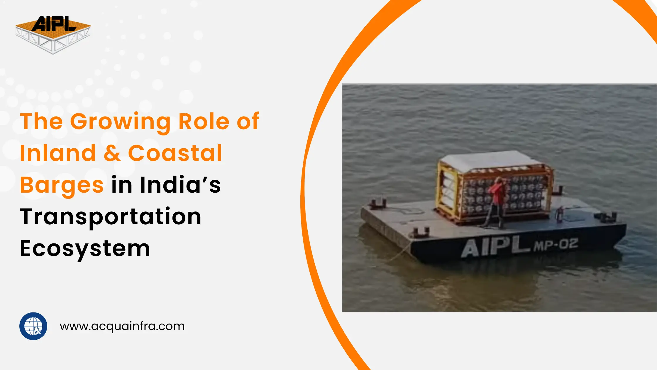Inland and coastal barges used for cargo transportation in India