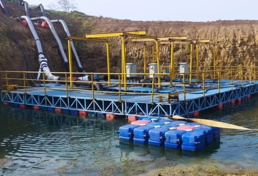 Floating Pump Pontoon supporting high-capacity pumping equipment