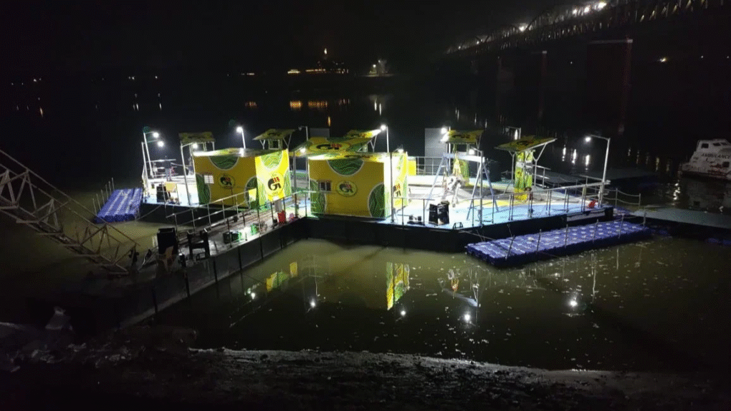 Dump Barge supporting dredging and marine material transportation operations.