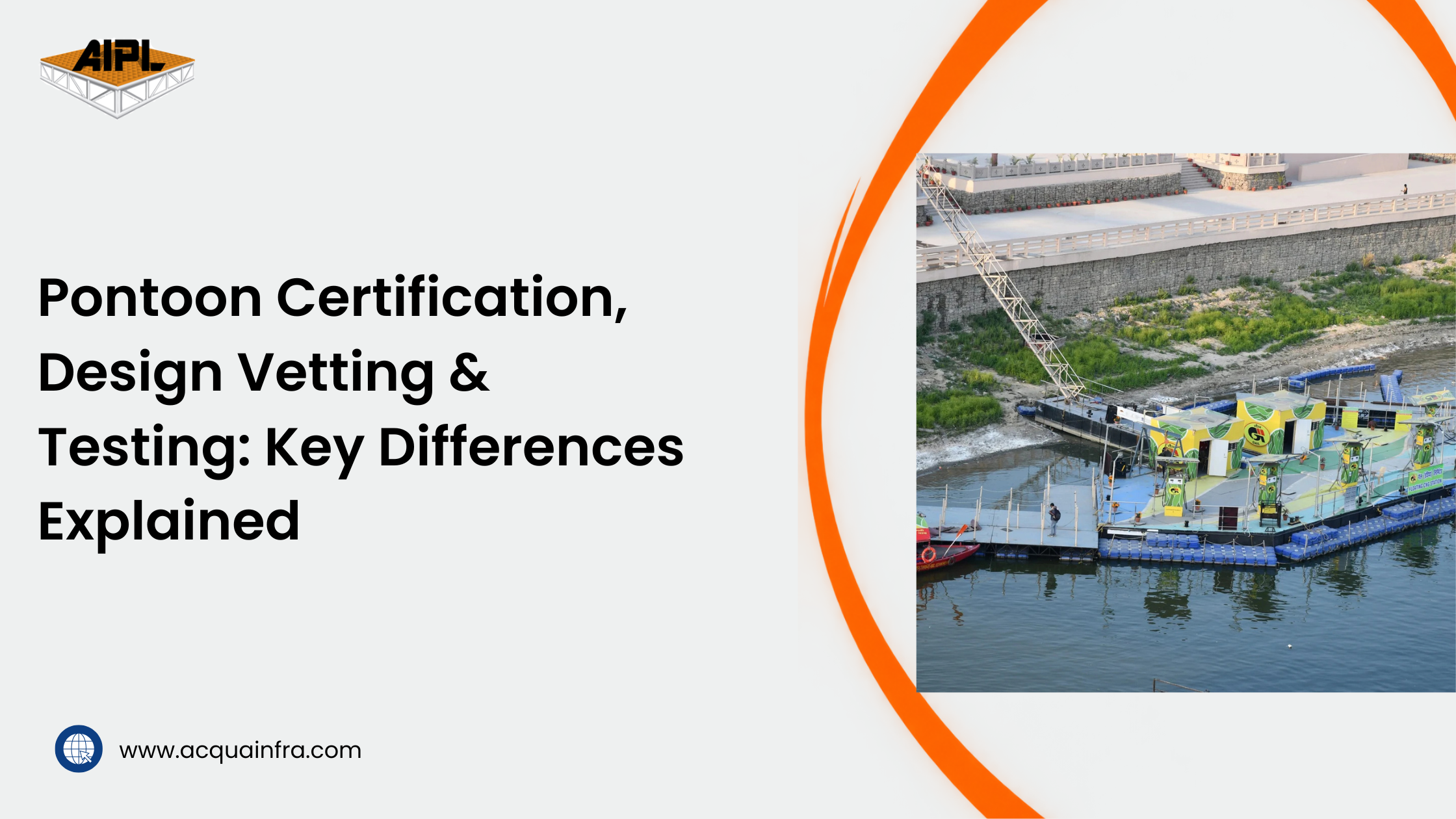 IRS-compliant floating pump pontoon undergoing engineering inspection and certification.
