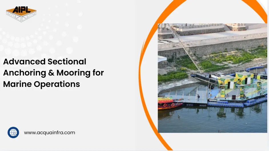 Sectional Anchoring and Mooring arrangement for modular floating barge at Khidkiya Ghat by Acquafront Infrastructure Pvt. Ltd.