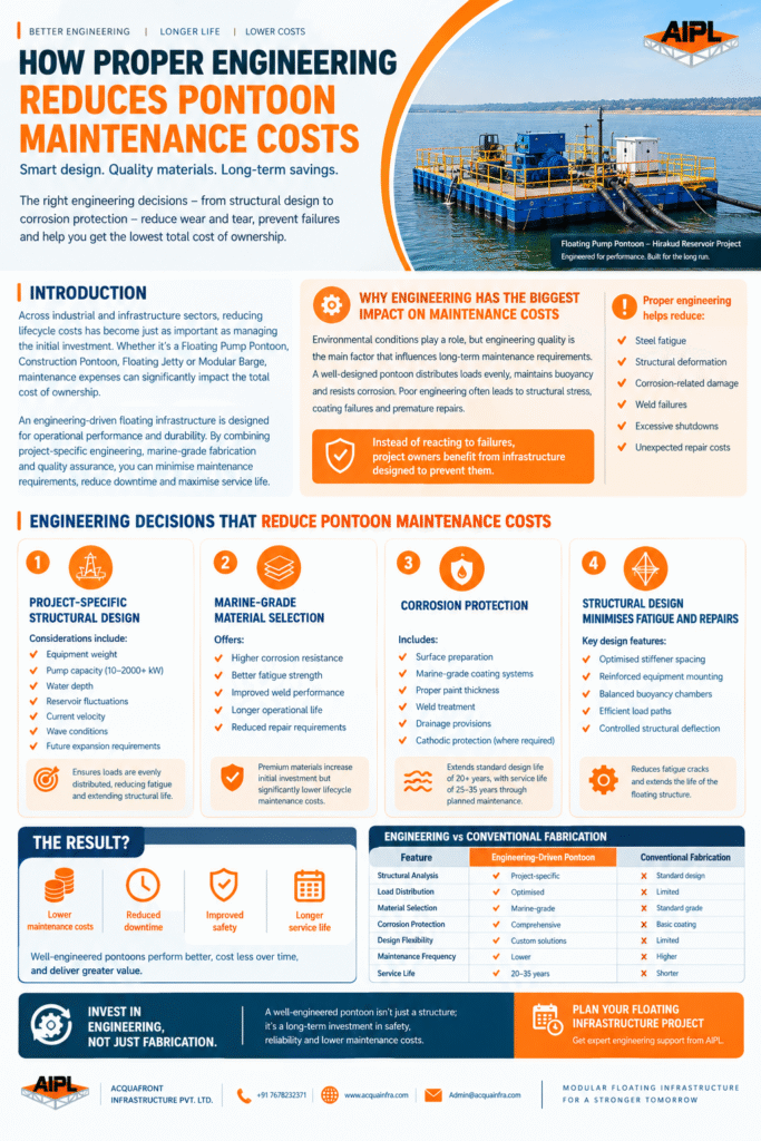 Infographic explaining how proper engineering reduces pontoon maintenance costs