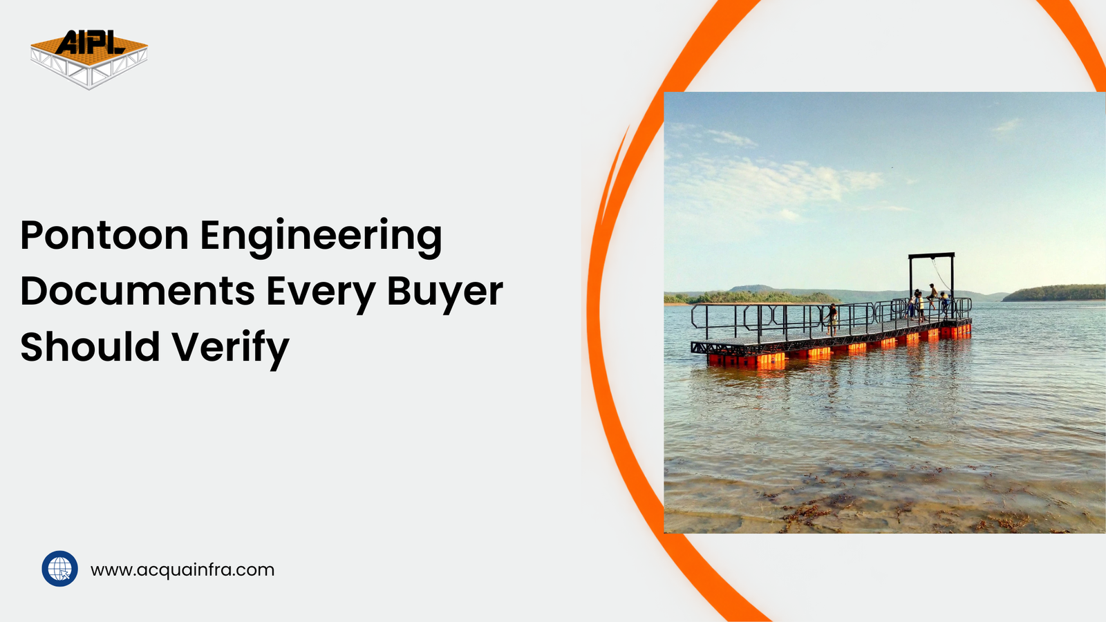 Engineering-designed floating pump pontoon with technical documentation for industrial infrastructure projects.